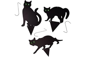 DIVCHI 3Pack Black Cat Silhouette for Garden - Cats Scarer with Marble Eyes - Harmless Bird Deterrent, Fox Repellent, Rodent Repeller - Decorative, Weatherproof, Silent, Ecological