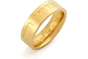 UNIFT Canto di Salomone Il Mio Amato è Mio Anello per Uomini Donne Acciaio Inossidabile Cabala Ebraica Anello a Fascia di Preghiera Amuleto Religioso Gioielli