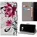 Produktbild Samsung Galaxy A3 2017 Hülle Samsung SM-A320F Tasche KingSang Leder Etui Schutzhülle im Bookstyle mit Standfunktion für Samsung Galaxy A3 (2017) Samsung SM-A320F Case Flip Cover - Lila Blume