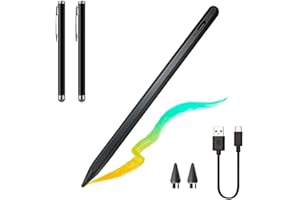 EFaith Pennino tattile per tablet, pennino per tablet universale, con cappuccio magnetico e punte, set di 3 pezzi [1 penna capacitiva e 2 penne tattili] tutti i dispositivi touch screen (nero)