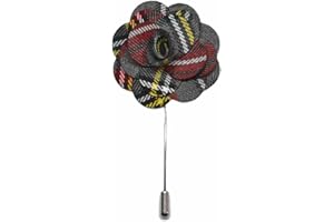 KING & PRIORY Light Grey Tartan Handmade Flower Lapel Pin, Buttonhole, Corsage, Boutonniere