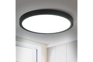 ZMH Bathroom Ceiling Light - Black LED Lights Ceiling Flush 15W 6500K Ø22cm Waterproof IP44 Dome Cool White Ceiling Lighting for Kitchen Living Room Bedroom Hallway Outside Porch