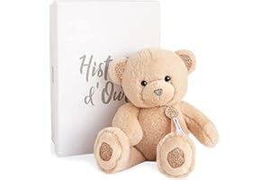 Histoire d'Ours - Peluche Ours - Beige & Pailleté Doré - 24 cm - Collection Charms - Peluche Toute Douce & Toute Ronde - Avec Boite Cadeau pour Enfant dès 2 ans - Garantie Doudou Perdu - HO2808