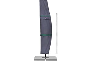 ‎SEKEY Sekey Ampelschirm / Sonnenschirm Schutzhülle mit Stab, Abdeckhauben für Gartenschirm mit Belüftungsöffnungen, Abdeckung für Kurbelschirm / Balkonschirm, 100% Polyester, wasserdicht, Dunkelgrau.