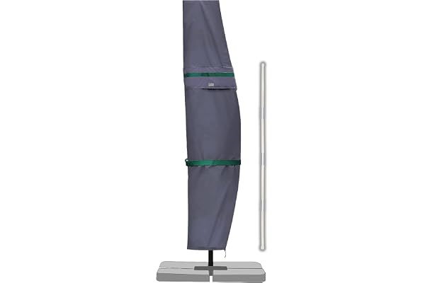 Sekey Housse Parasol Deporte 2 à 4 m, Housse de Parasol Déporté/Patio Jardin, 100% Polyester Imperméable, Anti-UV, Protection Complète, Gris foncé