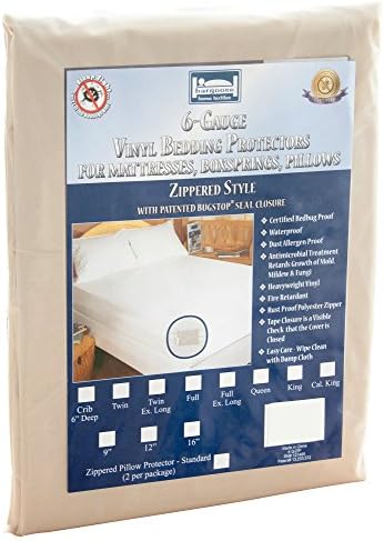 The Allergy Store Zippered Vinyl Mattress Cover, 6 Gauge, 7" Deep, White, Long Full