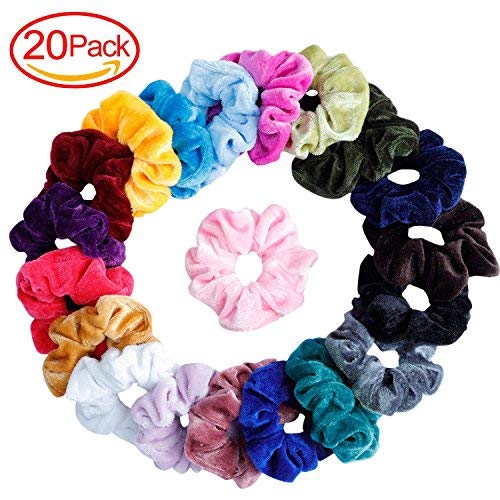 Lot de 20 chouchous en velours élastique Elastiques Chouchou Cheveux Ties Cordes Chouchou pour femme ou filles Accessoires Cheveux - chouchous 20 assortis