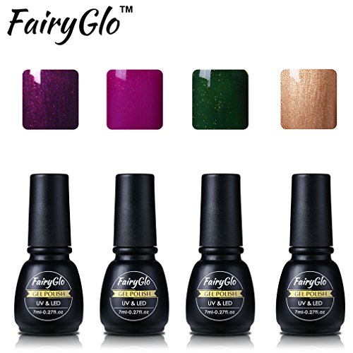 UV nagellack shellac set FairyGlo gel nagellack nail polish set soak off gel Pure Farbe (4xStück 7ML)