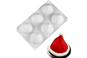 Panlom Moule à gâteau en silicone 3D en forme de chapeau de Noël à 6 cavités