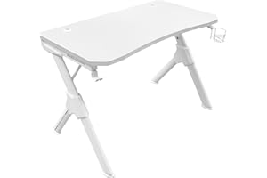 MARSGAMING Mars Gaming MGDW, Mesa Gaming Ergonómica, Soporte Cascos+Bebida, 110x60cm, Blanco