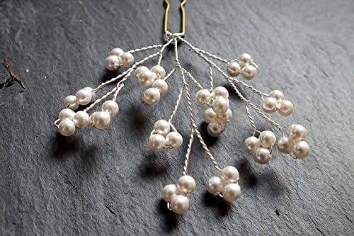 pearl hair pins, gypsophila hair accessory, baby's breath bridal hairpin, bridesmaid pin