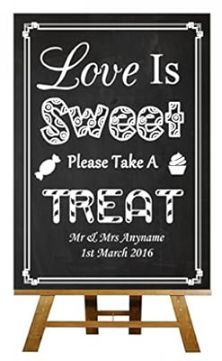 A5 Vintage Chalkboard Love Is Sweet Candy Bar Cart Buffet Wedding Sign Poster
