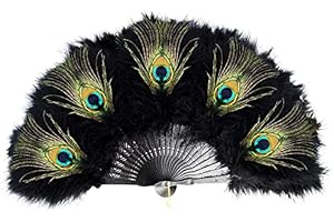 baotongle Scomparti da donna in stile vintage con piume marabou anni 1920s a mano da donna, costume da ballo, accessorio flapper (nero)