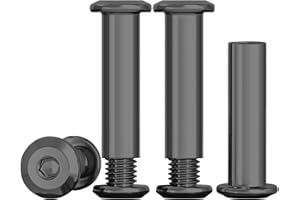 Drenky 10 Sets Barrel Nuts Kit Furniture Connector Nuts Black M6 X 30mm 304 Stainless Steel Bolts Rustproof Connection Screws M6 Belt Buckle Binding Bolts for Leather Belt and Furniture Repair