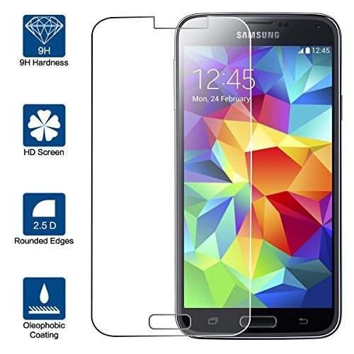 Beiuns Vidrio Templado Protector de Pantalla para Samsung Galaxy S5 / S5 Neo(5.1 Pulgadas)(Not FOR S5 Mini)