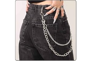 Calkkrer Schwarze Hip Hop Hosenkette, Gothic Punk Hose Kette, Jeanskette Hose Kette, Emo Accessoires, Skelett Kette, Punk Schlüsselanhänger, Freie Größe