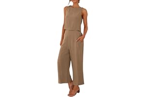 Gyaimxfu 2024 Conjunto Chandal Deportivo Mujer Verano Moda Algodón y Lino Suelto Pantalon y Blusa Fresco y Transpirable Vacaciones Ropa Para El Hogar Fiesta Oficina Negocios Vestir Playa
