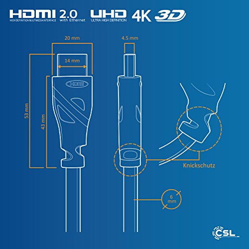 1,5m – Ultra HD 4k HDMI Kabel | High Speed with Ethernet | Kabel 3 fach geschirmt / inkl. Stecker- und Kontaktschirmung | 4K Ultra HD 2160p bei 60 Hz / Full HD 1080p | 3D / ARC / CEC | weiß - 4
