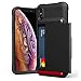 Produktbild VRS Design iPhone XS Hülle [Schwarz + Rot] Kartenfach Halbautomatik Schiebetüren Stoßsichere Handyhülle [Damda Shield] kompatibel mit Apple iPhone X (2017) /XS (2018) 5,8 Zoll