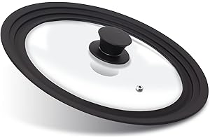 Anaeat Silikon-Universaldeckel für Töpfe, Pfannen und Pfannen – gehärtetes Glas mit hitzebeständigem Silikonrand passend für Kochgeschirr mit 16 cm, 18 cm und 20 cm Durchmesser – Ersatzdeckel
