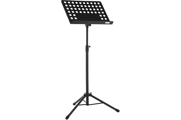 GEWA Pupitre d'orchestre - Métal - pliable - Plateau perforé et amovible - ABS et connexion prismatique - Hauteur 67-120 cm - Poids 3,8 kg - noir