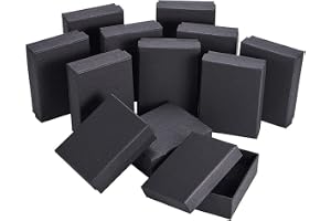 LATERN 12 stycken smyckeskrin i svart kartong, 9 x 7 x 3 cm liten presentförpackning förpackning display box med skuminlägg f