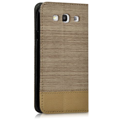kwmobile Funda para Samsung Galaxy S3   S3 Neo - Carcasa de  Tela  y  Cuero sint  tico  - Case con  Soporte  en  Arena marr  n 