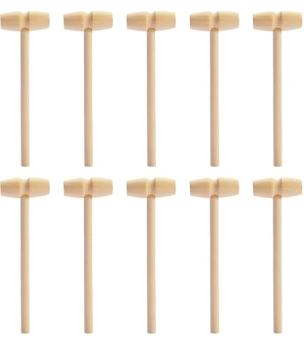 Priaora Lot de 3 mini marteaux en bois naturel pour marteau de simulation (K109-3