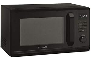 BRANDT - GE2300B – Mikrowelle Grill elektronisch 23 l – 1000 W – 6 Auto-Programme – Schnellstart – Kindersicherung – Enamelite Vertiefung – Schwarz [Energieeffizienzklasse C]