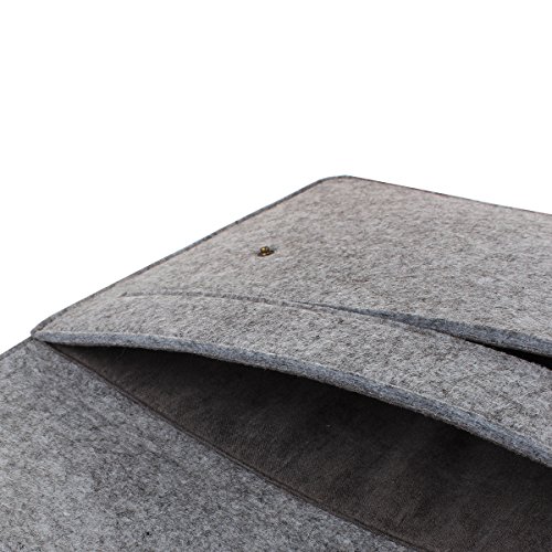 Zikee 13-13,3 Zoll MacBook Air / Pro Laptop Hülle Notebooktasche Laptoptasche Schutzhülle stilvoll und dünn aus hochwertigem Filz mit PU-Leder Applikationen. Tragetasche für 13,3 Zoll / 12,9 Zoll iPad Pro / Microsoft Surface Book (Hellgrau) - 4