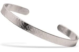 Nato Cuff Bransoletka ze stali nierdzewnej, młotkowana, ręcznie wykonana we Francji, dla biżuteria mężczyzn i kobiet