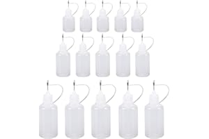 ZKSXOA 15 Stück Dosierflasche,Nadelflasche,Quetschflasche Klein,Spritzflasche,Plastikflasche,Leimflasche Leer,Kleine Plastikflaschen Zum BefüLlen, Mit Nadelspitze,5ml/10ml/15ml Leerfläschchen
