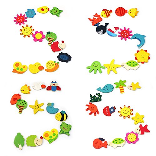 niceeshop(TM) Farbenreich Süß Karikatur Hölzern Kühlschrankmagnete für Kinder(Zufällige Farbe,Set von 12) - 2