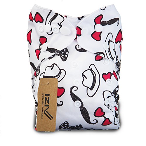 iZiv(TM) Newborn Nappy with 1 Thick Insert Infant Waterproof/Adjustable/Reusable/Washable Pocket Cloth Nappy Fit Babies 0-3 Years(Hat)