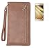 Produktbild Samsung Galaxy C5(2016) Hülle mit Panzerglas,ISENPENK Premium Outdoor Wasserdicht Shockproof Anti Slip 360 Grad Protection Stoßfest Handyhülle mit Handseil,Ultra Slim Bark Muster Pattern Multifunktions Tragbar Wallet Leather Case mit Intern Karte Schlitz,Stoßdämpfend Wallet Tasche Schutzhülle Leathertasche für Samsung Galaxy C5(2016) 5.2Zoll-[braun]+Panzerglas/Schutzfoile/Scutzglas