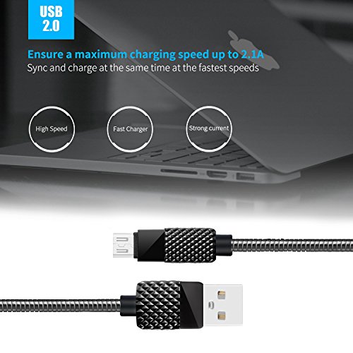 Vaken Metall Ladekabel Sync USB Datenkabel für Samsung S6 S7 Kante Hinweis 3/4/5 HTC / LG / Motorola / Huawei/Nokia / Google und andere Android-Handys (Micro usb) - 8