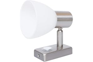 lighteu, 12V 3W D1 Ceiling/Wall Spotlight, Nickel Finish, Reading Light Turn and Swivel with Touch Switch Dimmable Warm White/Blue Light for Yacht, Caravan, RV