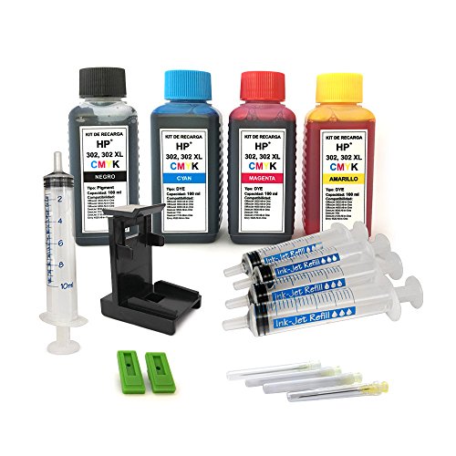 Kit de Recarga para Cartuchos de Tinta HP 302 302 XL Negro y Color Tinta Incluye Clip y Accesorios Non OEM Kit de Recarga para Cartuchos de Tinta HP 302 302 XL Negro y Color Tinta Incluye Clip y Accesorios Non OEM