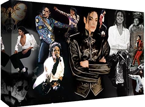 MICHAEL JACKSON PREMIUM COTTON CANVAS PICTURE COLLAGE WALL ART (34" x 20" (86cm x 50cm))
