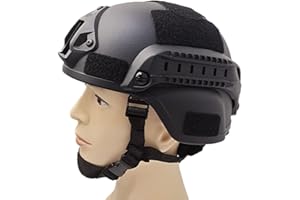 TS TAC-SKY Elmetto Militare Balistico in Kevlar 9Mm .44Mag Livello 3 con Supporto per Torcia Elettrica,Nero,M