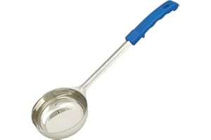 Genware SPD8-S Stainless Steel Solid Spoodle with Plastic Handle, Blue, 8oz Capacity