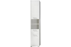 ‎TRENDTEAM SMART LIVING trendteam smart living - Amanda - Hochschrank - Weiß Hochglanz - Badschrank mit 3 Einlegeböden - (BxHxT) 37 x 190 x 31 cm - Badezimmerschrank mit 4 Fächern, 2 Ablagen und einer Schublade - kratzfest