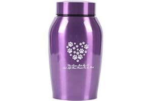 YOUDEAR MEMORIALS Paw Print Keepsake Urns - Pet Memorial Urns for Dog & Cat Ashes (Medium, Purple)