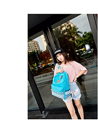 Canvas Rucksack Maedchen Schulrucksack Fashion Ethnischen Stil Blumendruck - 3