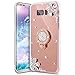 Produktbild Galaxy S8 Plus Hülle,Galaxy S8 Plus Schutzhülle,KunyFond Glitzer Silikon Spiegel Hülle Bling Glänzend Glitter Diamant Strass Blume TPU Silikon Schutzhülle mit 3D Glitzer Ring Stand Holder Silikon Mirror Case Handyhülle Ultra Dünn Spiegel Handytache Crystal Kirstall Clear Durchsichtig Stoßdämpfend Transparent Weichem Flexible Kristallklar Schutzhülle Handy Gürtel Tasche Hülle Case Cover Fall-Abdeckung Etui TPU Bumper Schale für Samsung Galaxy S8 Plus,Roségold