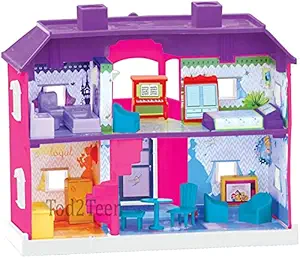 Tod2Teen 24 Pieces My Country Doll House Set with Furniture - Role Playing Imagination and Group Playing Kids - Bed Room, Bath Room, Dining Room, Living Room Multicolor, Ages 3 Years & Up