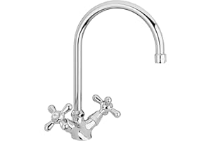 Paini - LIBERTY 572 Rubinetto Miscelatore Monoforo Cucina, Lavello, Cromato, Bocca tubo e maniglie a Croce, Design Liberty, interamente prodotto e lavorato in Italia