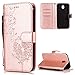 Produktbild FNBK Samsung Galaxy J7 2017 J730 Hülle Leder Rosegold Löwenzahn Blumen Handyhülle Holster Leder Flip Wallet Cover Tasche Stand Case Card Slot Magnetverschluß Kratzfestes Schutzhülle