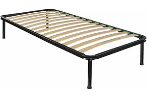 Comprarredo Rete letto singolo 80x190 ortopedica altezza 34 cm con doghe flessibili in legno, struttura e piedi in metallo con antiscivolo, rete singola per letto una piazza
