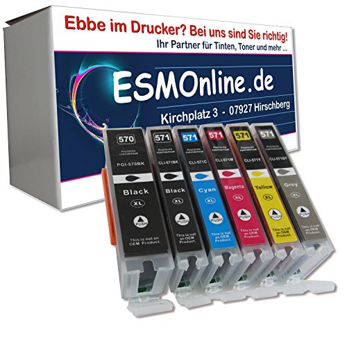 6 komp. XL Druckerpatronen hohe Füllmenge für Canon Pixma TS 8050 8051 8052 8053 9050 9055 mit grau
